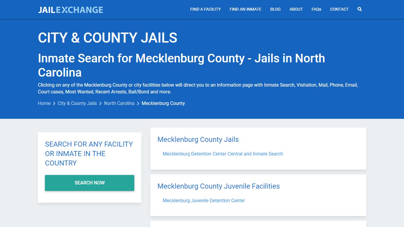 Inmate Search for Mecklenburg County | Jails in North Carolina